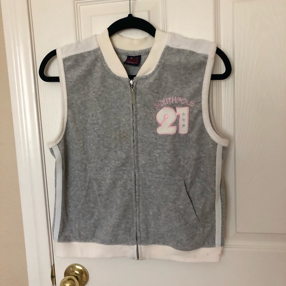 Vintage Y2K South Pole women’s sleeveless zip up vest L